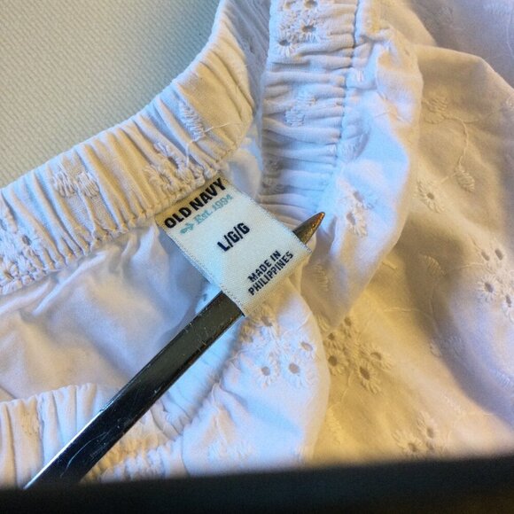 Old Navy Strapless Maxi Dress Large White Eyelet Tiered Beachy Cottagecore - Picture 10 of 12